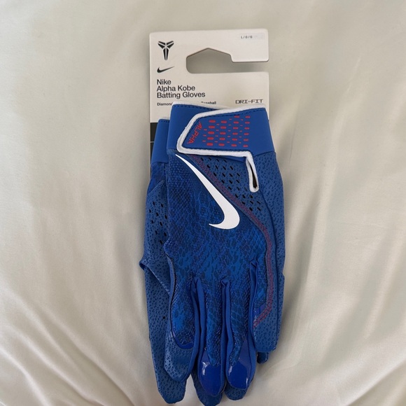 Nike Alpha Kobe Blue and White Batting Gloves
